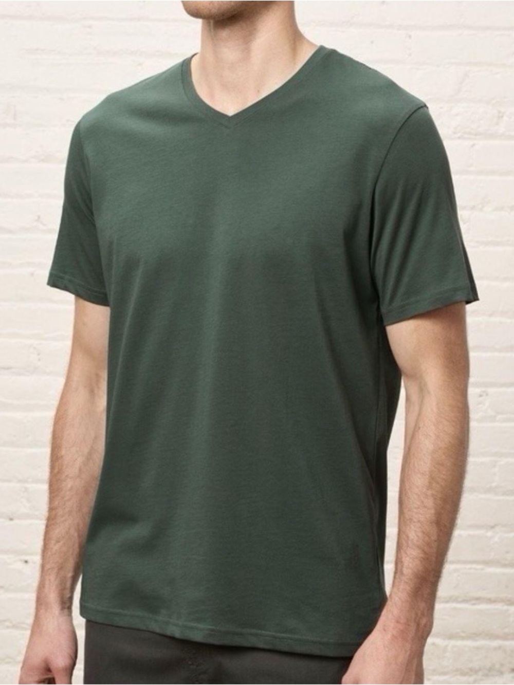 Pact Men's V-Neck Tee in Forest Green